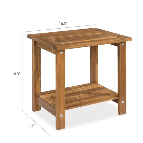 Double Adirondack Side Table, Weather-Resistant Rectangular End Table Natural