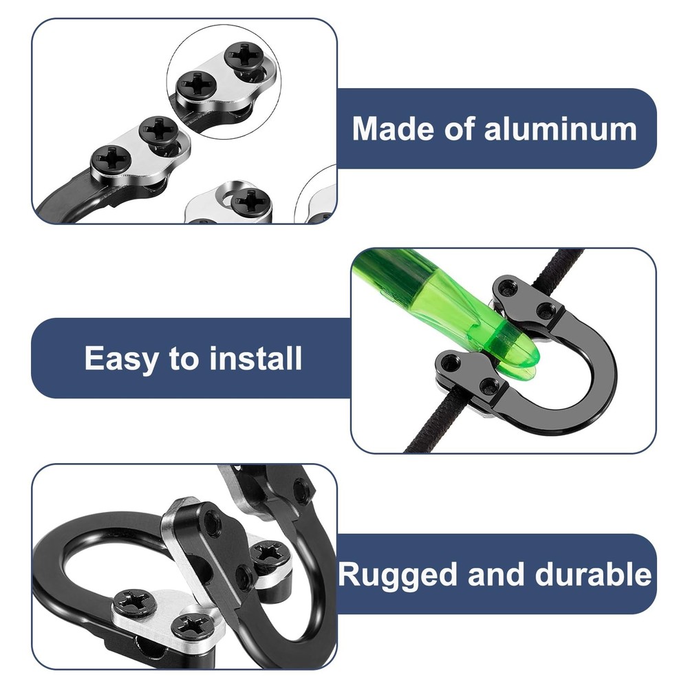 2 Sets Archery Metal U Nock D Loop for Compound Bow, Metal D Ring Material Ar...
