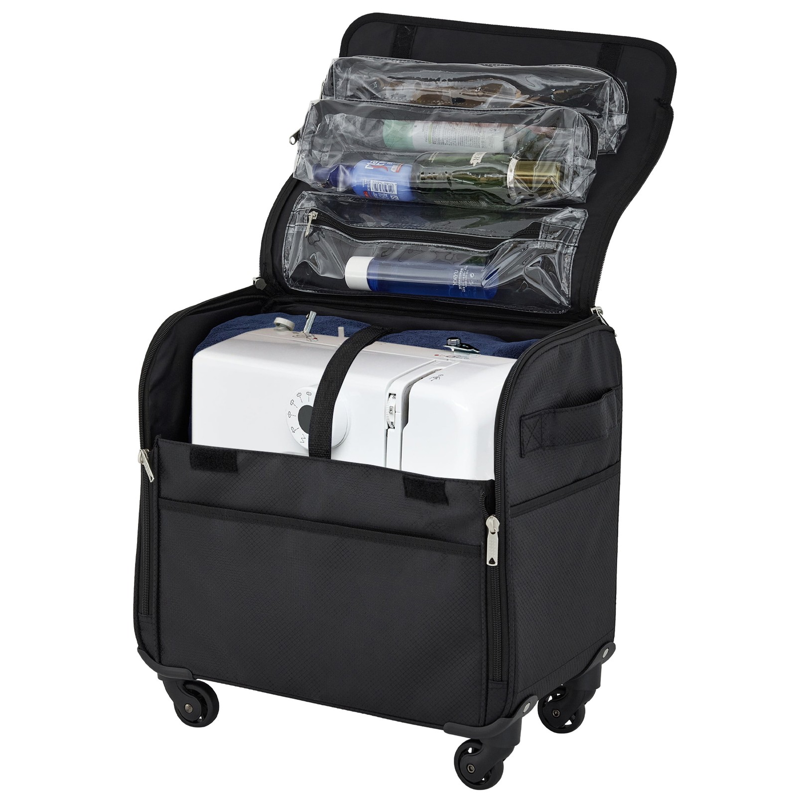 17-inch Travel Rolling 4-Wheel Sewing Machine Bag, Black
