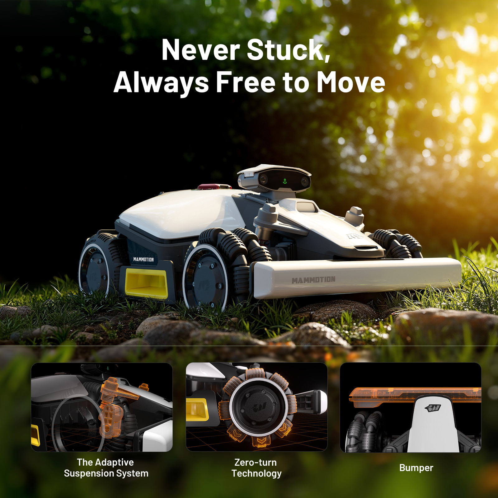 Mammotion LUBA mini AWD 1500H Robot Lawn Mower 0.37Acre 80%Slope Cutting2.2"-4"