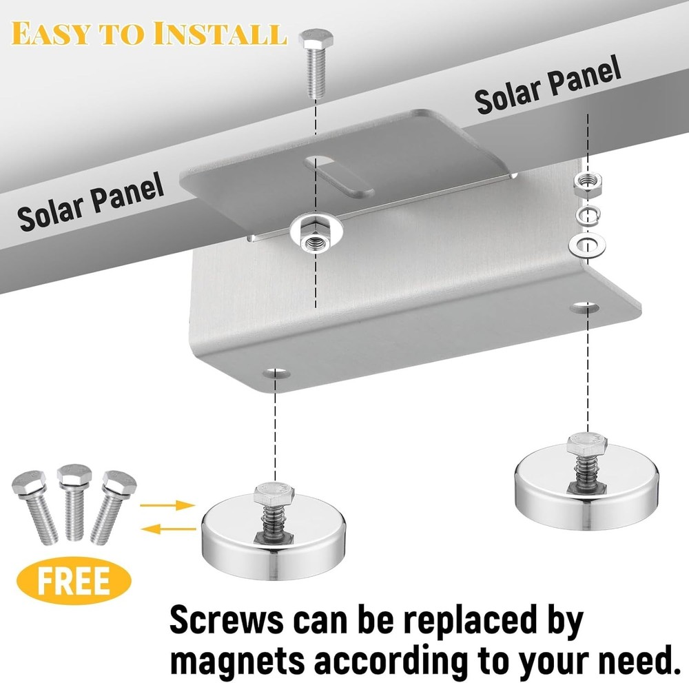 4 Pack 1200 Lbs No Drill Magnetic Solar Panel Mount Bracket Solar Panel Mount...