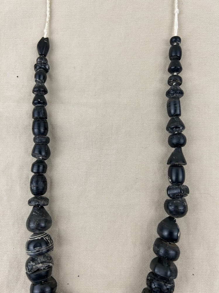 Ancient Bactrian Black Banded Agate and Jet Beads