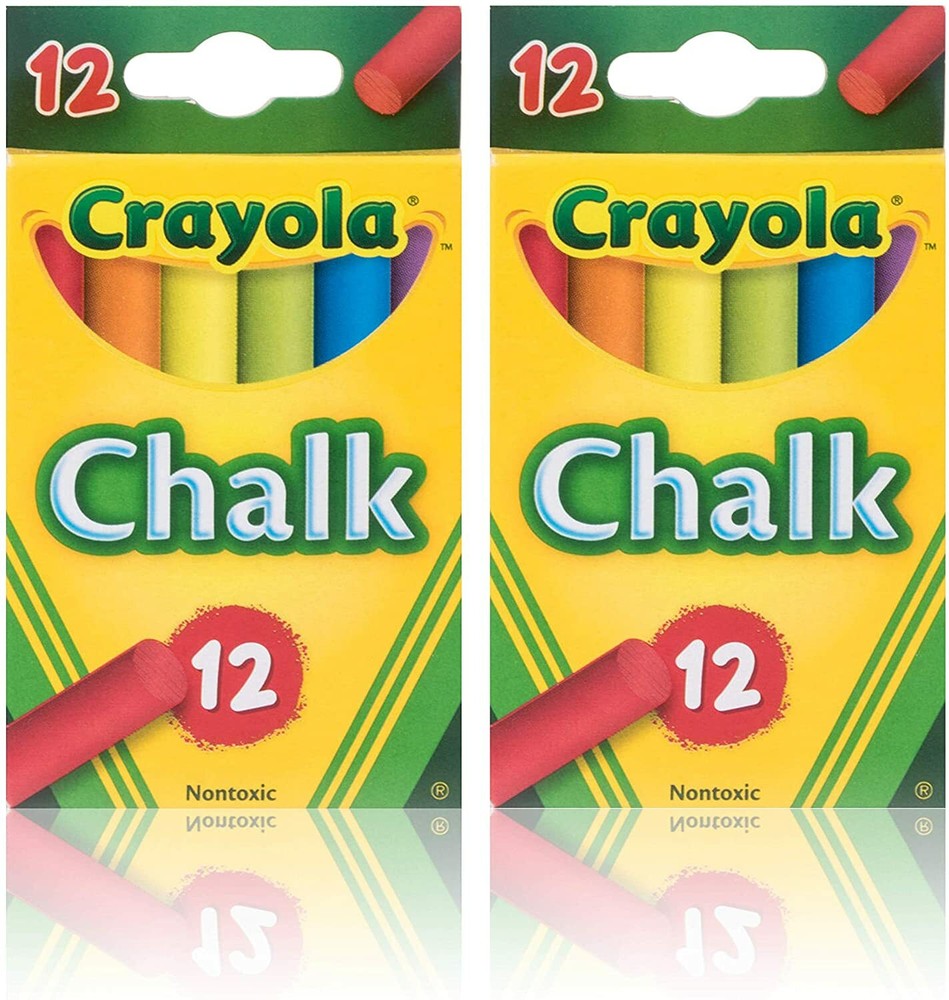 Crayola Chalk, Assorted Colors 24-Count Draws Write Smooth Clean lines - 2 Pack