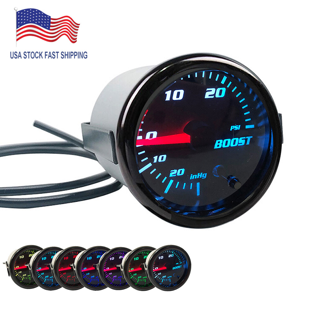 52mm 2" Turbo Boost Gauge Tinted 7 Color 0-30 PSI Pressure Vacuum Turbo Meter