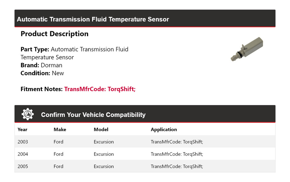 For 2003-2005 Ford Excursion Dorman AT Fluid Temperature Sensor 2004