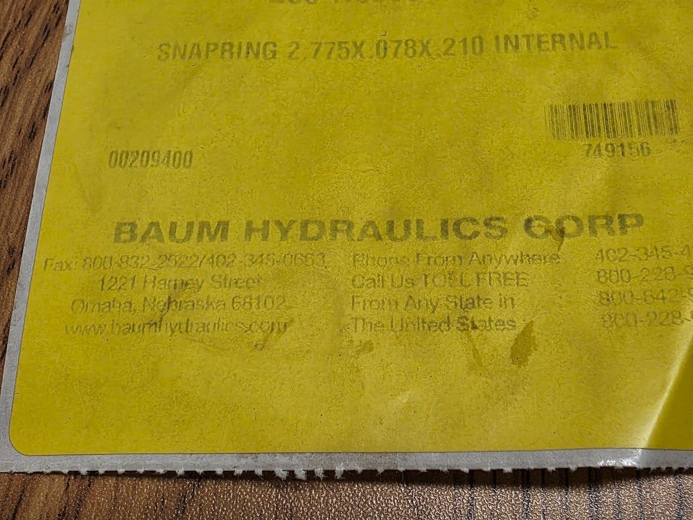 2-1/2" Snap Ring Part # 250-N5000 BAUM HYDRAULICS CORP (just 1 snap ring)