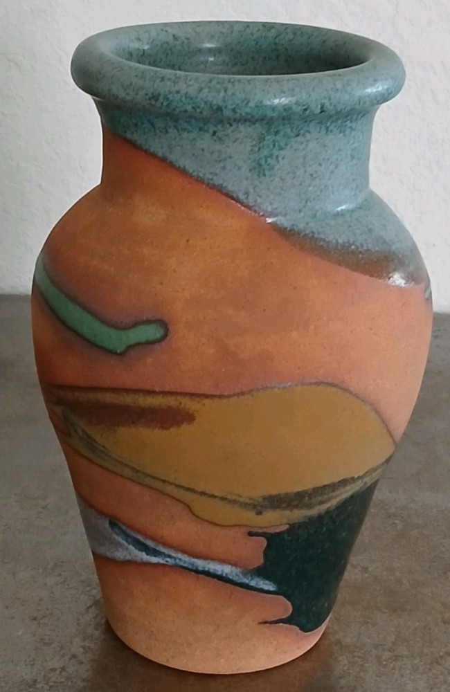 Handmade Southwest Clay Vase 6.76" Tall