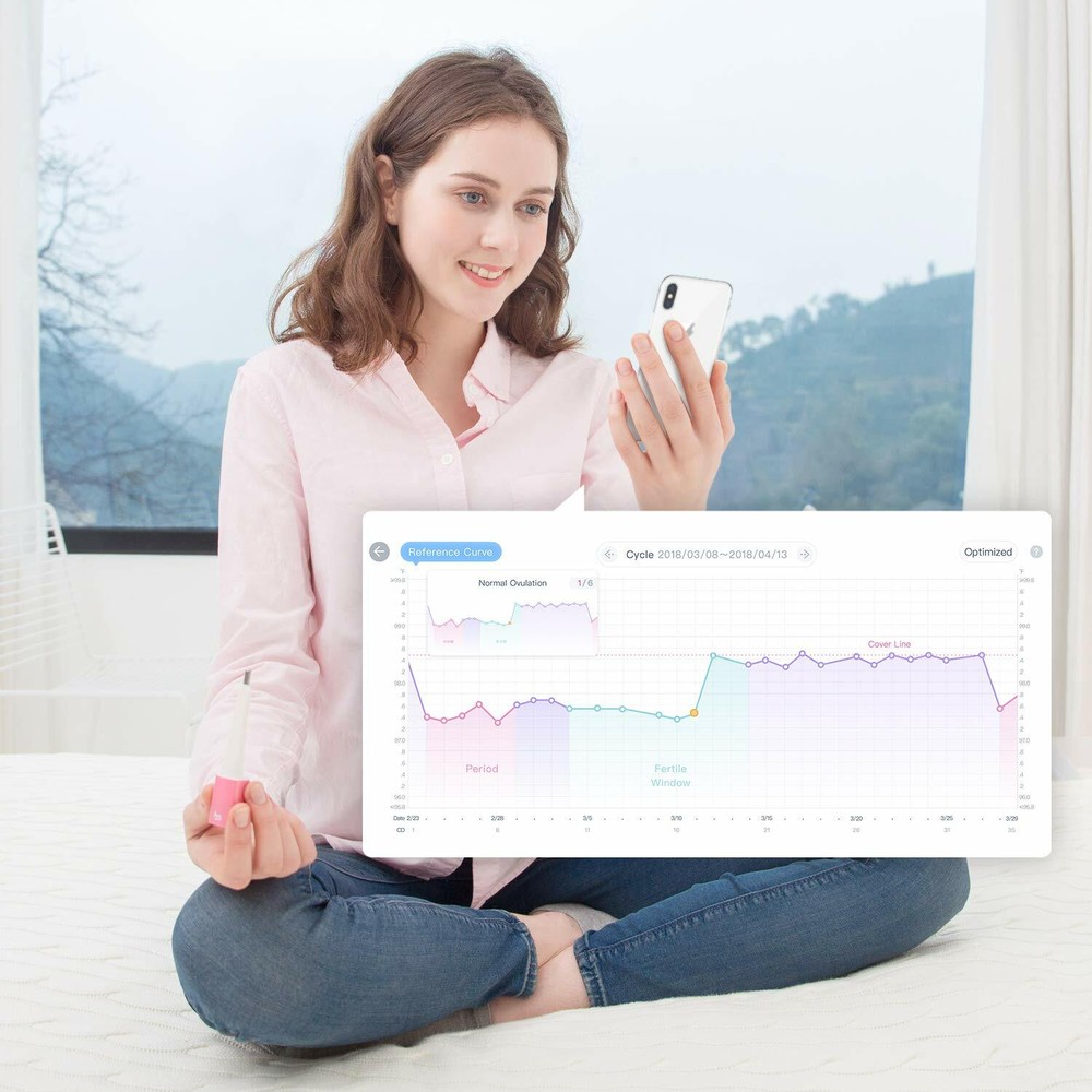 Basal Thermometer for Ovulation, Intelligent Quiet Bluetooth Thermometer Pink
