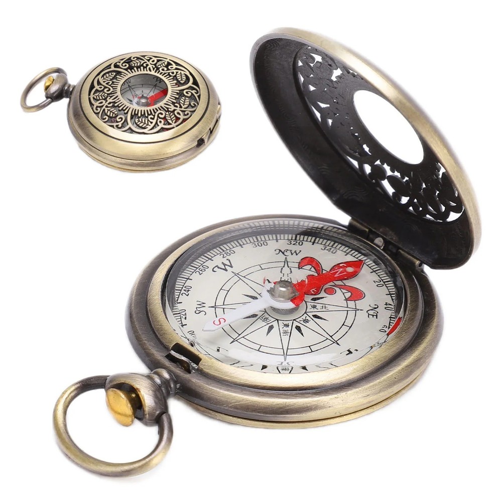 Outdoor Brass Pocket Compass Waterproof Hiking Camping Navigation Tool