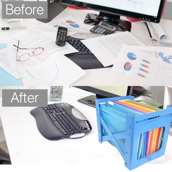 12 Pcs Orange A4 Hanging File Folders, Waterproof, Adjustable Tabs, Inserts