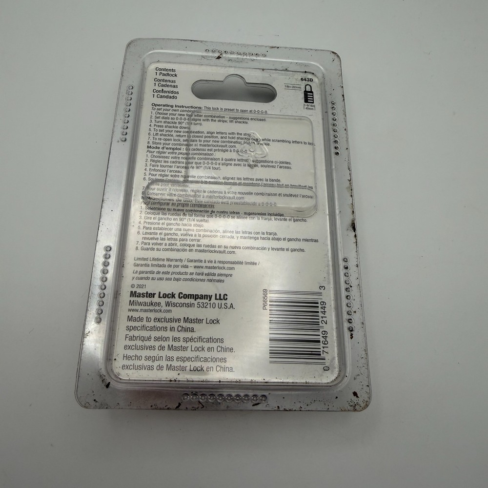 Master Lock 643D Set Your Own Combination Padlock BRAND New