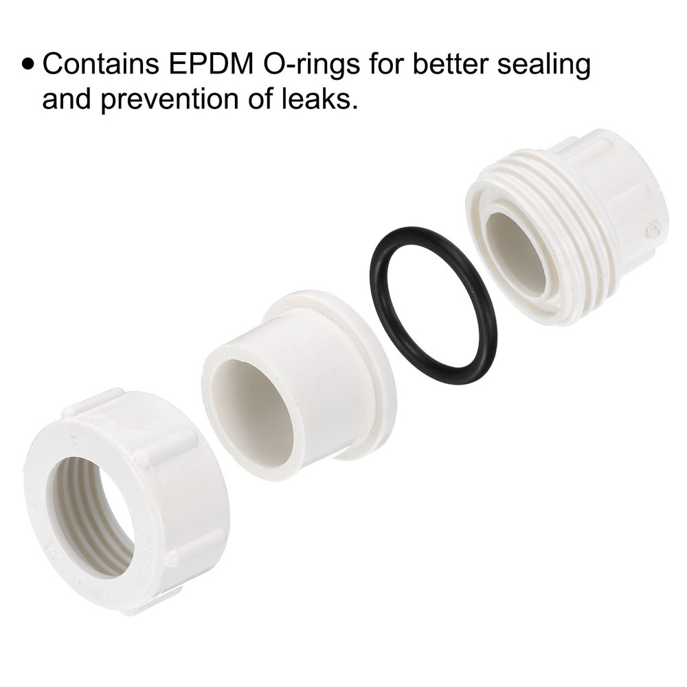 6 Pcs 1/2" Union PVC Coupling Pipe Fitting Adapter, White