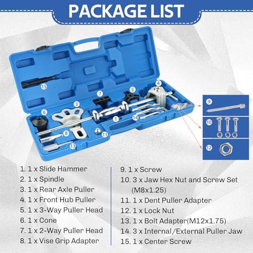 19PCS Slide Hammer Puller Set | 9-Way Internal External Puller Hub Puller,