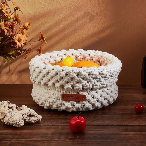 FREEBLOSS Macrame Basket Kit - DIY with Video Small, White