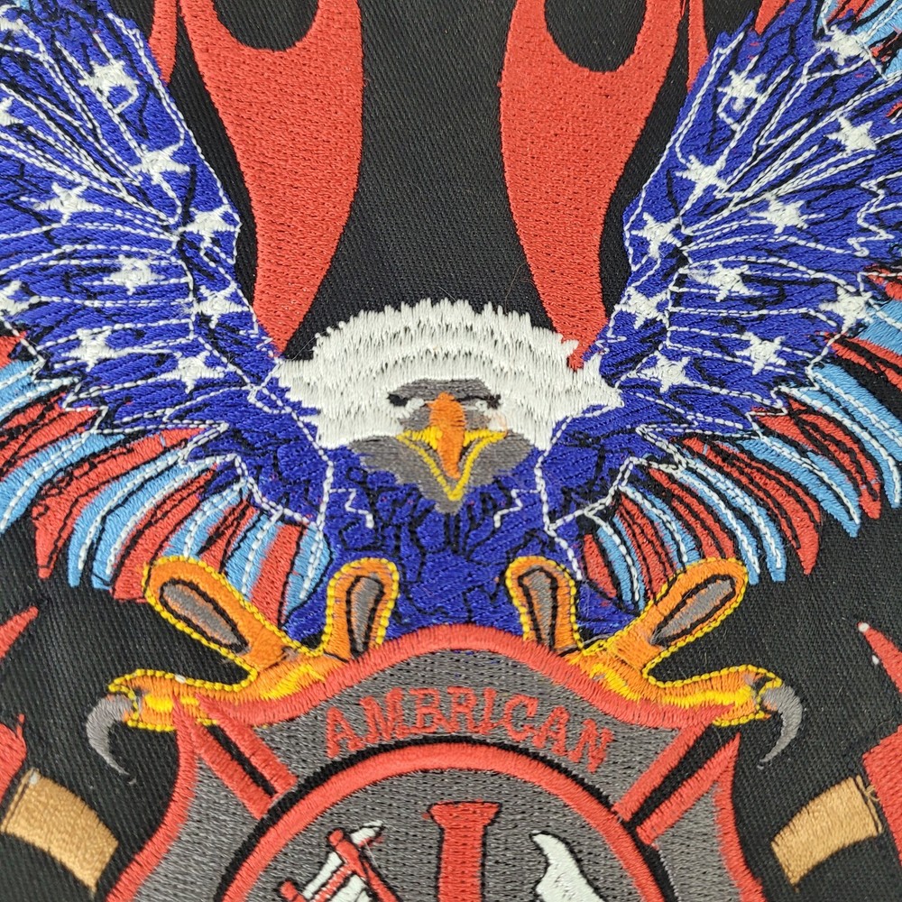 Large American Firefighter Bald Eagle w/ Flames Embroidered Patch 11.5"