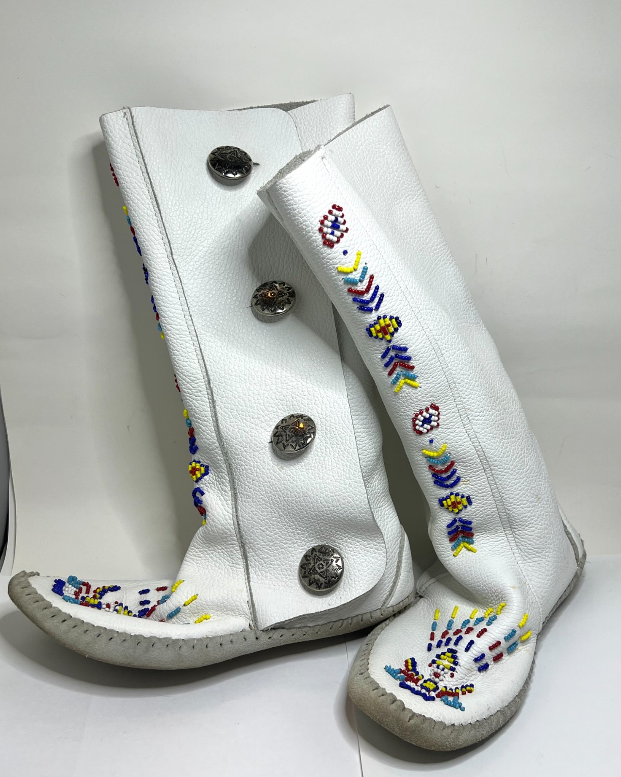 Native American - Vintage Handmade Leather Taos Powwow Moccasin Boots