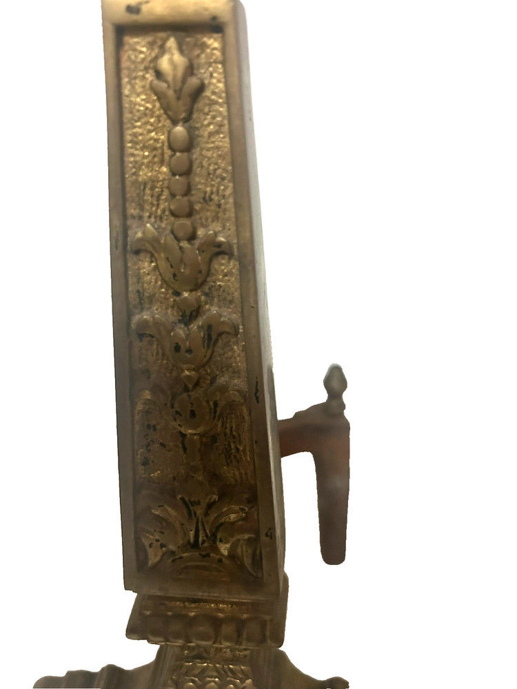 Solid Brass Antique Andirons, About 16" tall; highly ornate