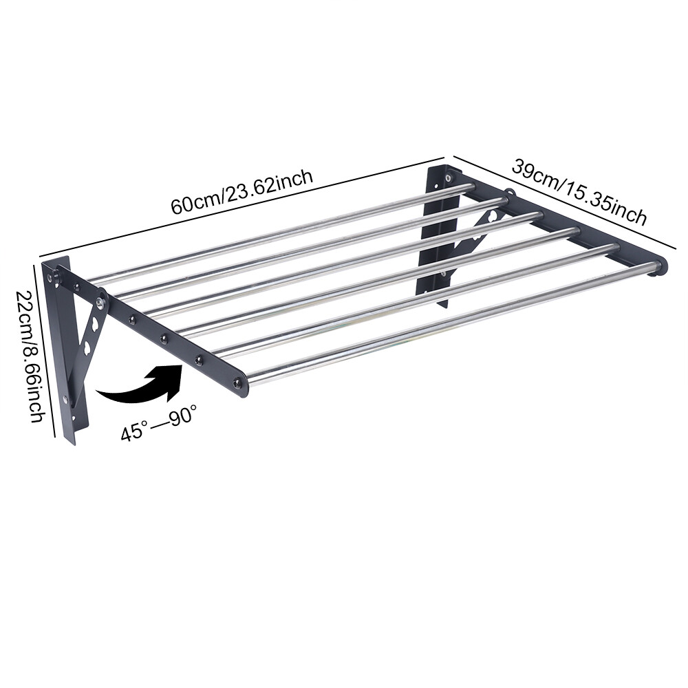 Folding Laundry Drying Rack Wall-mount Foldable Clothes Dryer Hanger Storage