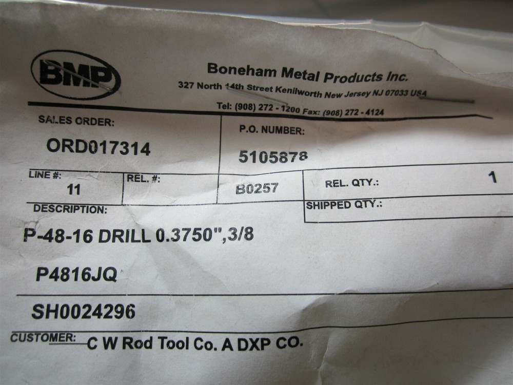 Boneham Metal P-48-16 0.3750 3/8" Diameter Drill Bushing