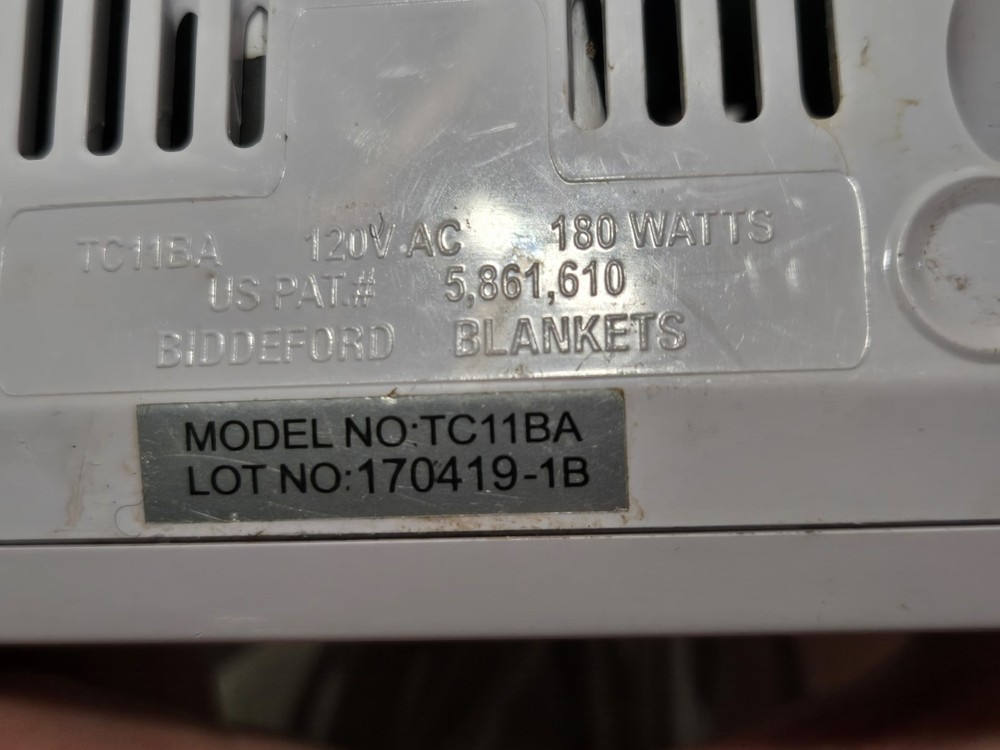 Biddeford TC11BA Electric Heating Blanket Control 180W 4-Prong Controller