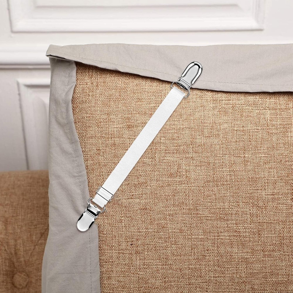 Bed Sheet Clips Straps Adjustable Mattress Corner Holders 12 Pcs White