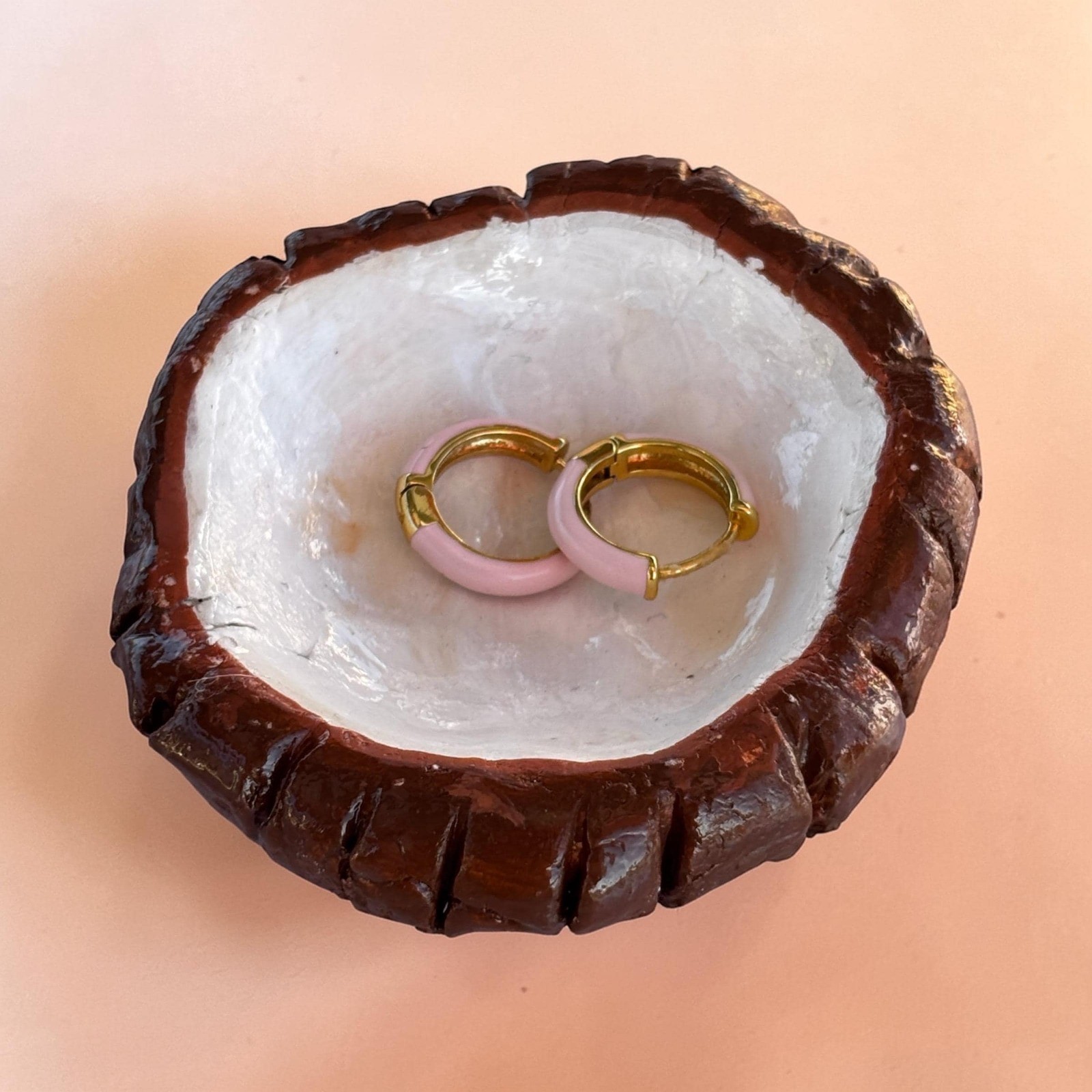 Handmade Clay Coconut Trinket Dish: Ring Holder, Boho Decor, Small Catchall