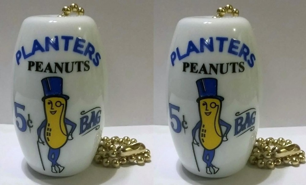 Set of 2 Planters Peanut 5¢ Ceiling Light / Fan Pulls