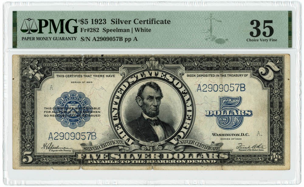 FR.282 $5 1923 Silver Certificate CH VF35 PMG 950388-3