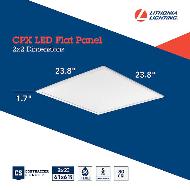 Lithonia Lighting 2ft x 2ft Adjustable Lumens Switchable White LED Panel Light