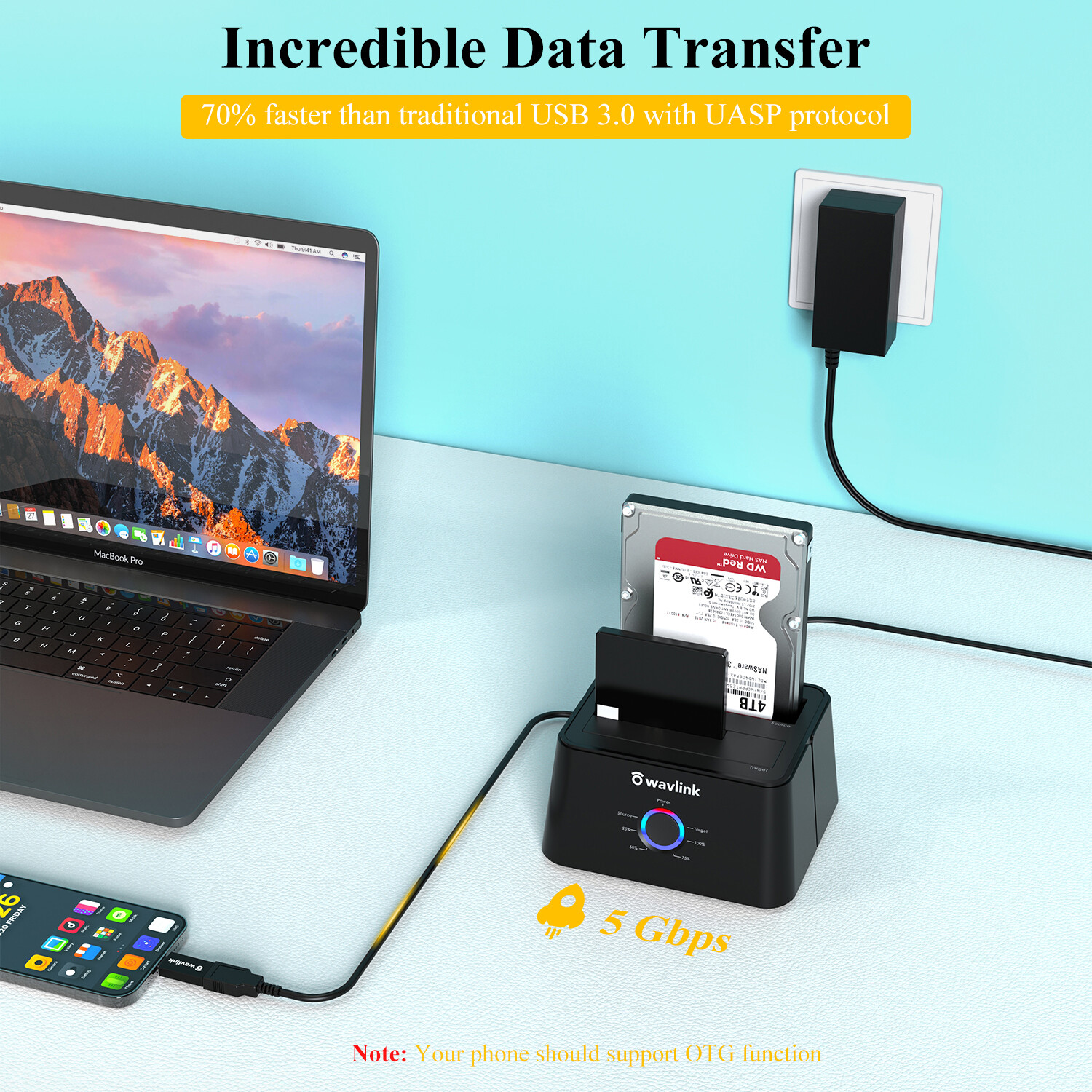 USB 3.0 to SATA External Hard drive Docking Station, Dual Bay &2.5" 3.5"HDD/SDD