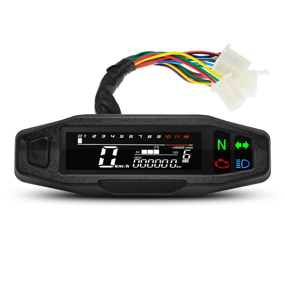 Motorcycle Gauge LCD/Digital Speedometer Odometer Tachometer With Sensor Bracket