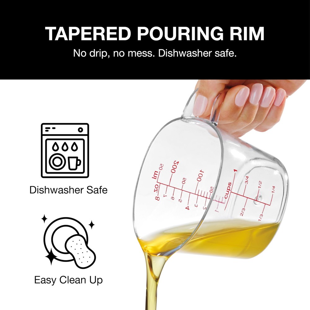 Nesting Liquid Measuring Cups Clear 3-Piece Set Kitchen Measuring Tool Pro