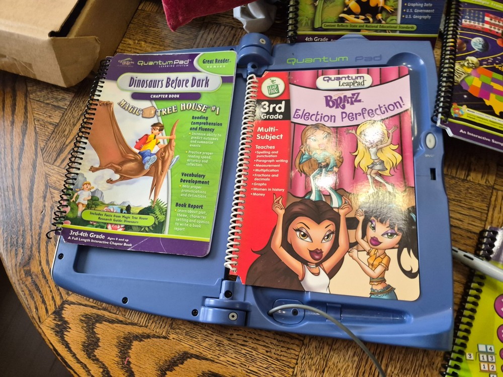 Leappad Quantum Pad Learning System 3rd 4th Grade 6 Games & Books Markers Works