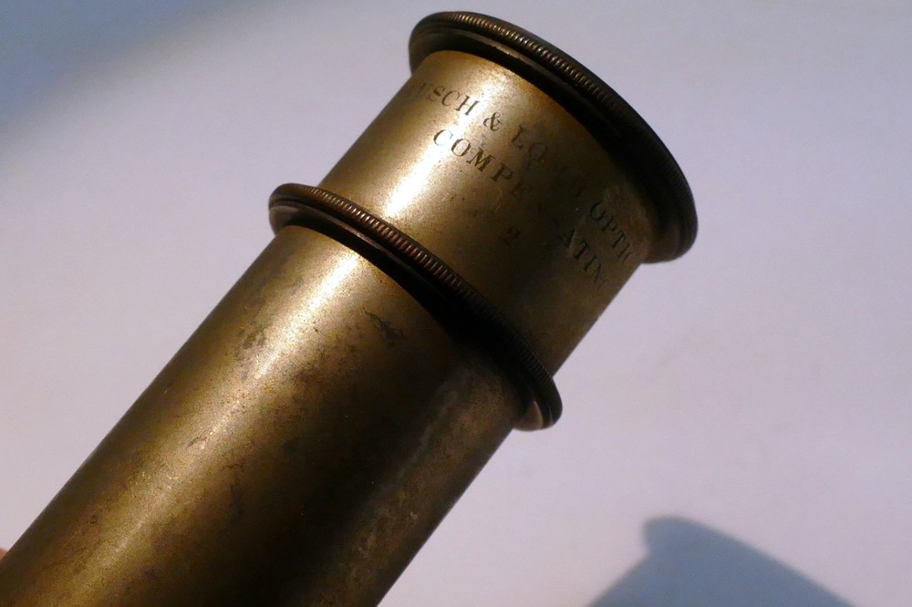 Bausch & Lomb Microscope Compensating 2 objective eyepiece brass antique 1"