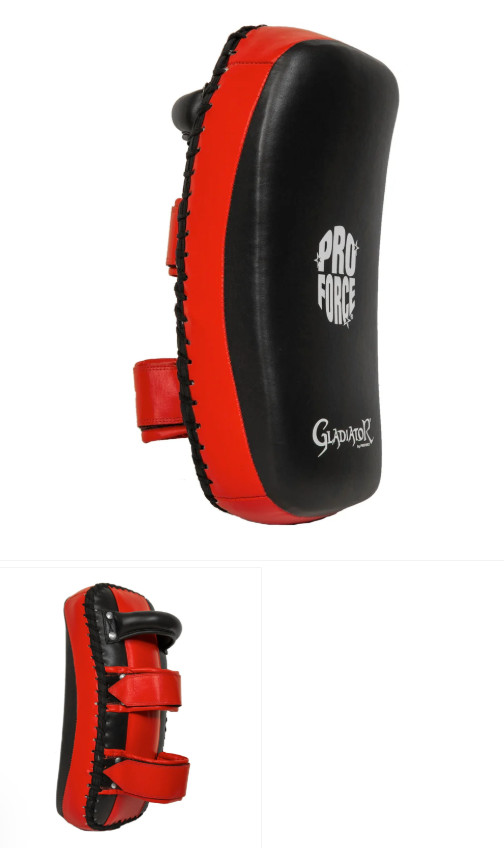 ProForce Gladiator Curved Muay Thai Arm Shield Black/Red Leather - AE7