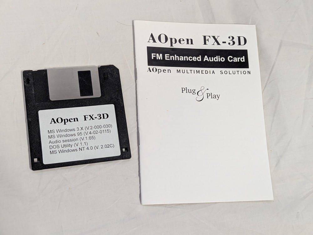AOpen FX-3D Enhanced Audio ~ Manual and Windows DOS Software ~ No HW