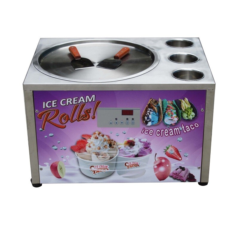 Kolice Countertop fried ice cream roll machine rolled ice cream with 3 buckets
