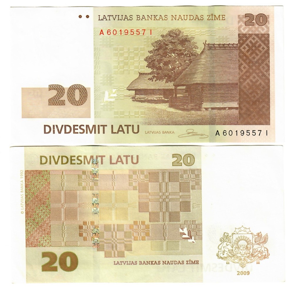 Latvia 20 Latu 2009 aUNC