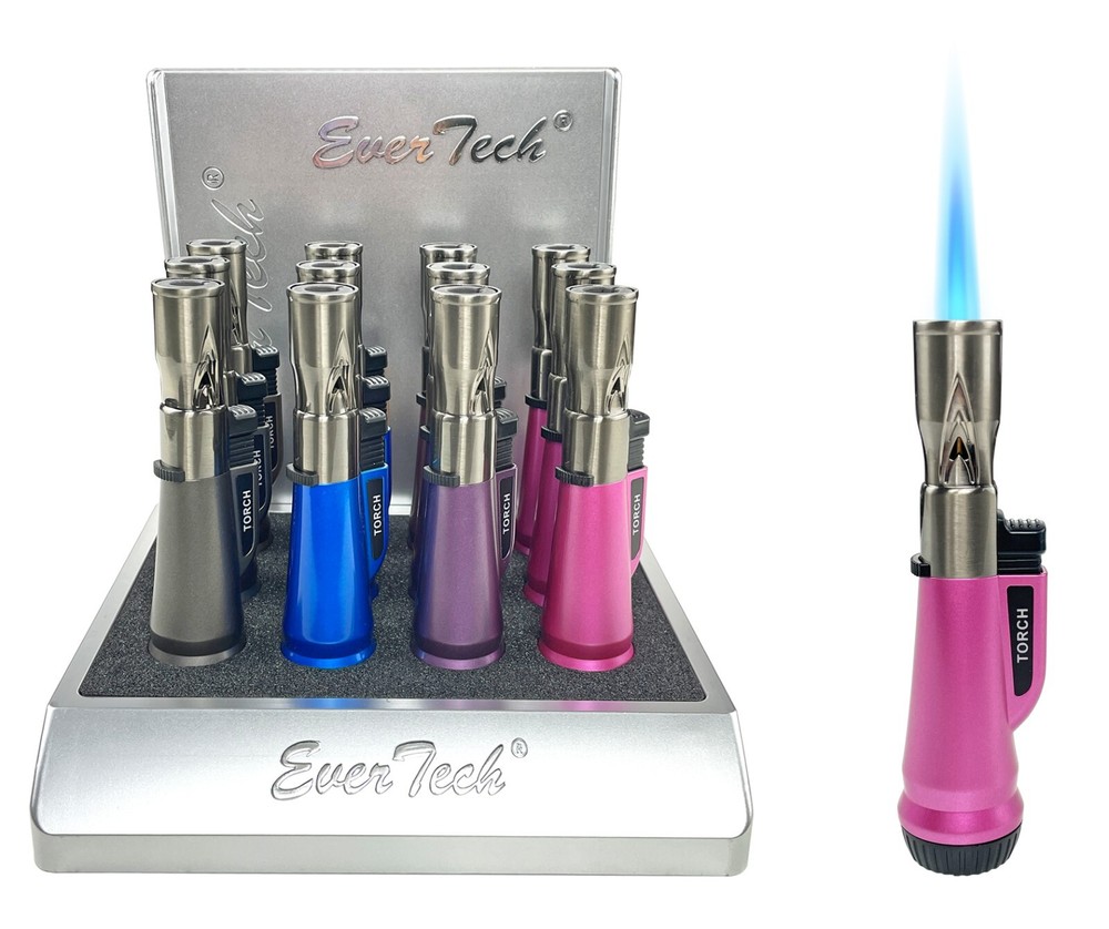 12 PACK Jet Torch Flame Refillable Butane Lighter Adjustable Cigar Lighter