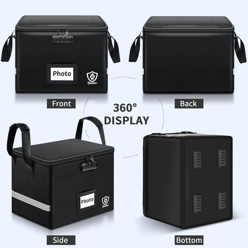 Fireproof and Waterproof Photo Storage Box with Lock for Valuables and Documents