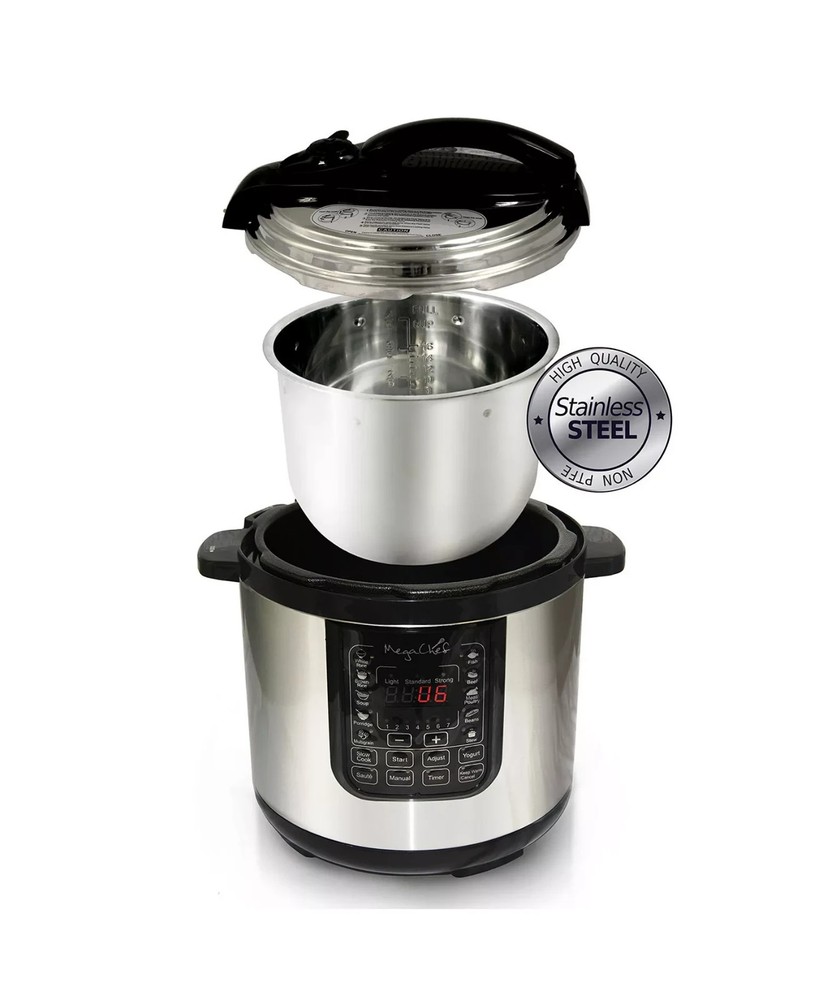 Megachef 8-Quart Digital Pressure Cooker – Steel, Black & Silver,Multi-Function