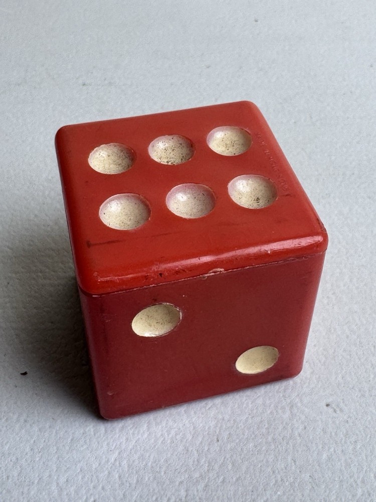 Vintage Large Size Orange Cherry Translucent Possibly Bakelite Single Die