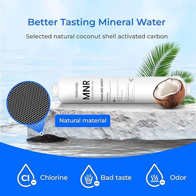 Waterdrop Remineralization Inline Water Filter, 1/4” Quick Connect Post, 3-Pack