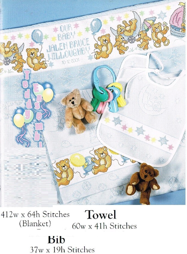 TEDDY ENSEMBLE   CROSS STITCH PATTERN ONLY   - DE  WYR