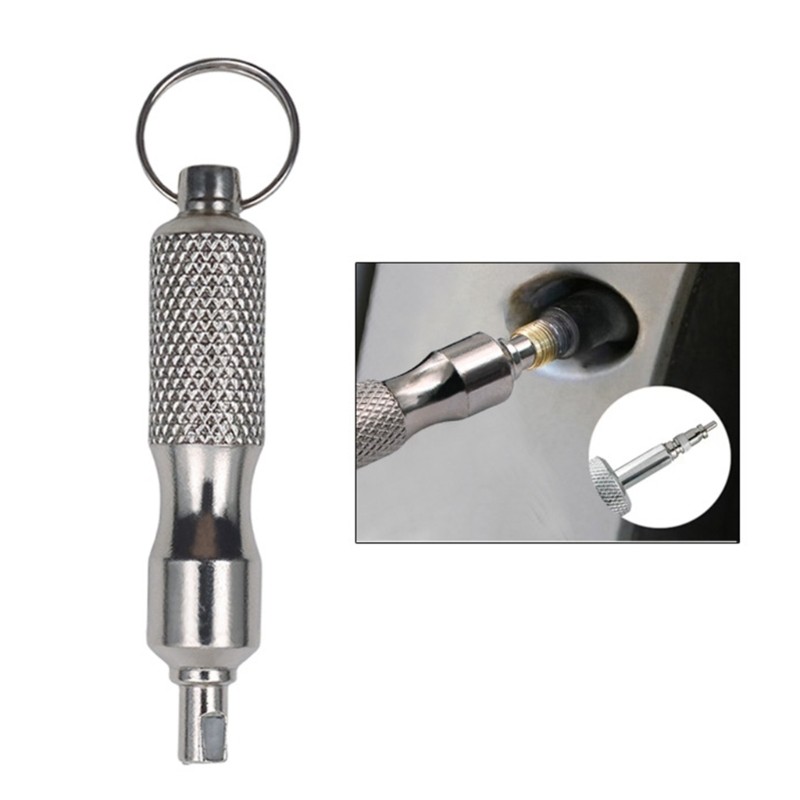 Practical Stainless Steel Valves Disassembly Tool Keychain For Easy Tire Repairs
