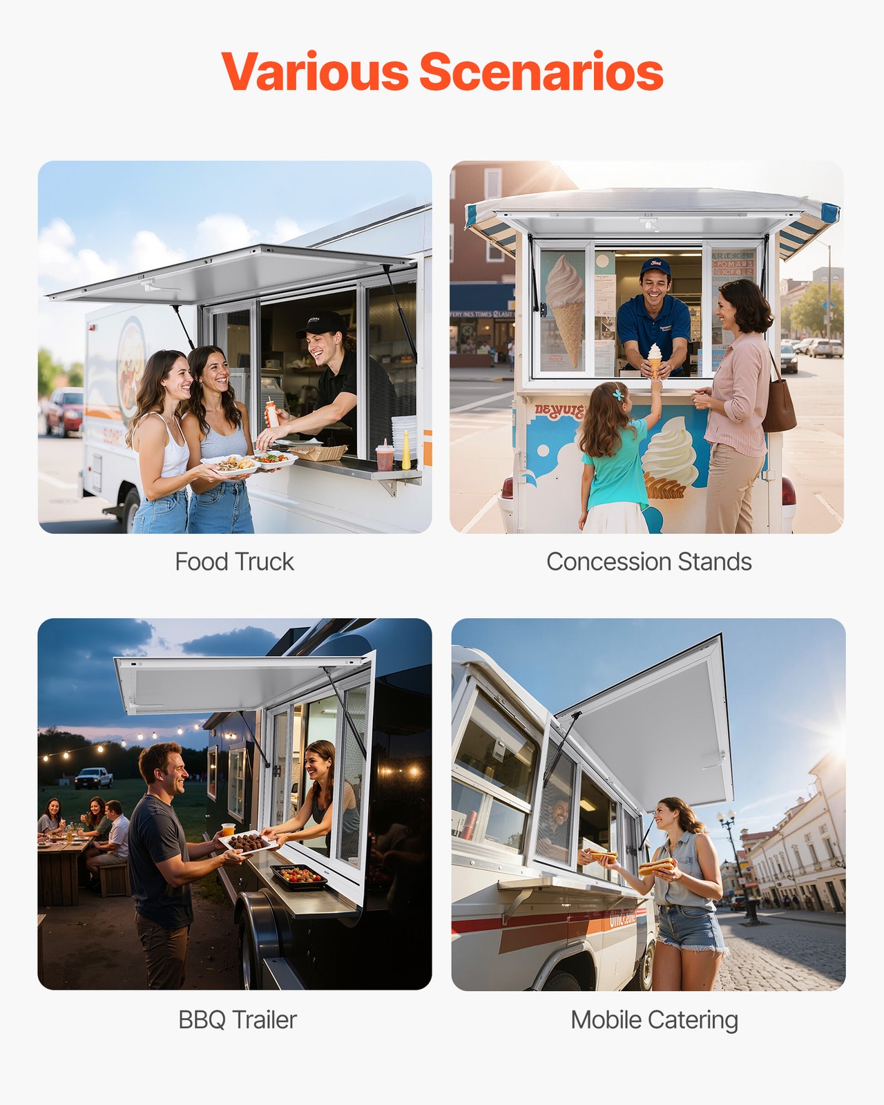 VEVOR 60x36in Concession Stand Serving Window Food Truck Service Awning Aluminum