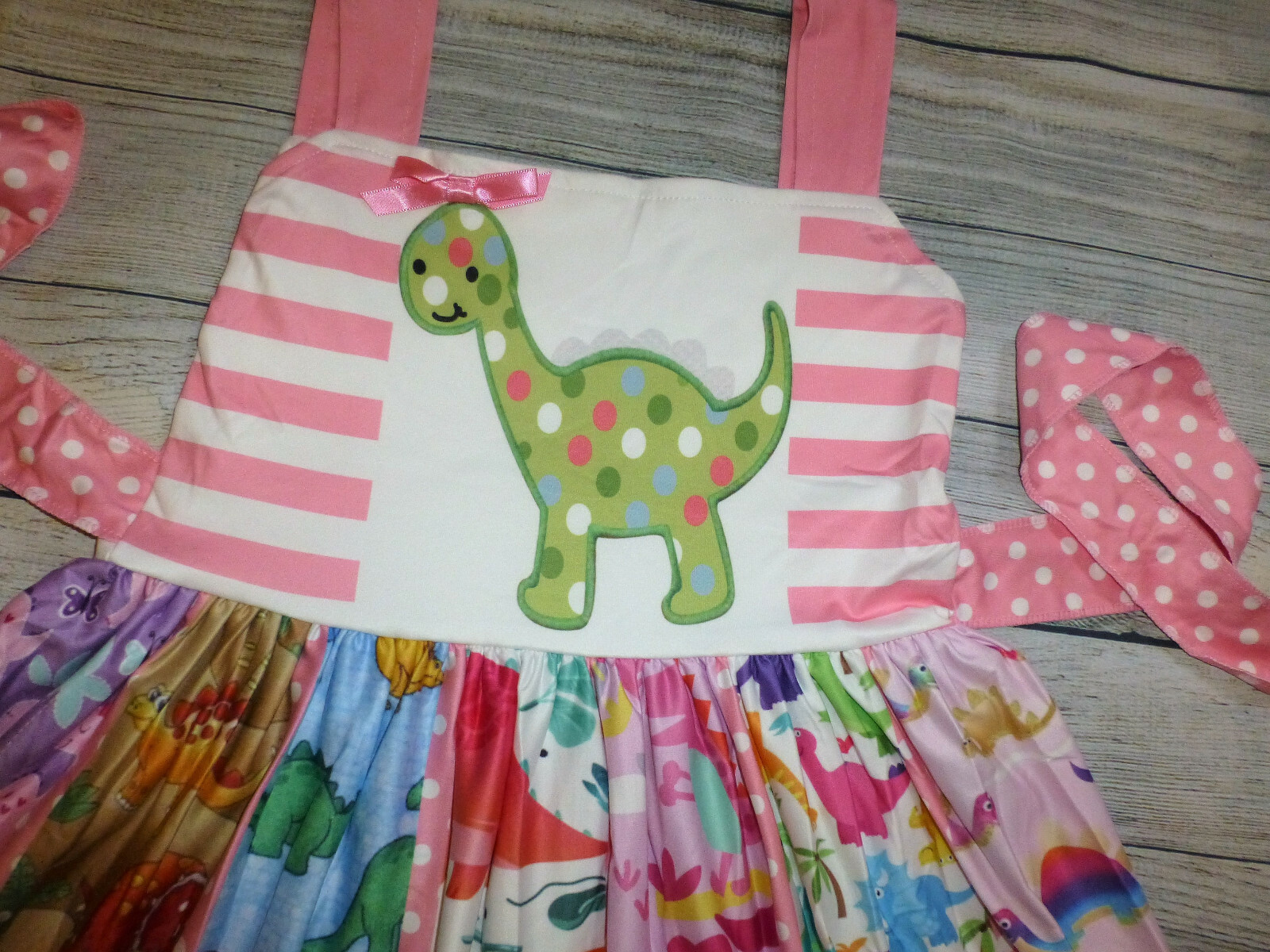 NEW Boutique Dinosaur Girls Sleeveless Panel Twirl Dress