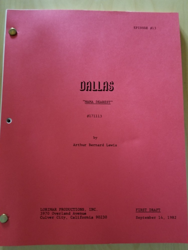 Dallas TV Series Script Mama Dearest First Draft 1982 Patrick Duffy