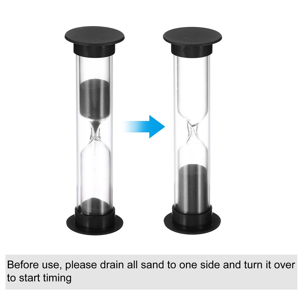 3 Minute Sand Timer, 4Pcs Small Sandy Clock, Count Down Sand Glass Black