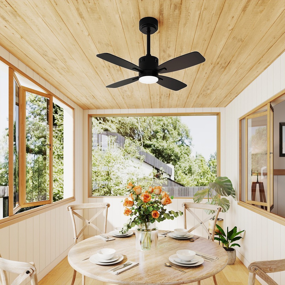 42" Ceiling Fan w/ Light & Remote 3CCT LED w/ Memory & 4H Timer Black